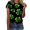 thumbnail image 4 of Uootdi T-Shirts à Manches Courtes pour Femmes Col Rond Imprimé Trèfle Usé Hauts Doux Tenue de Fête Cadeau, 4 of 7
