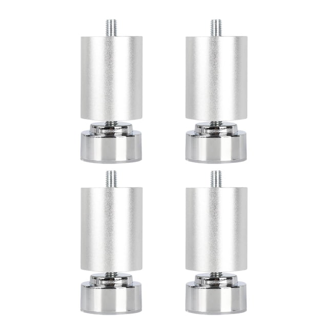 Pieds de Cadre de Lit à Filetage M10 4x Professionnels pour Garde-Robes Cuisine Table à Manger Argent 6 cm