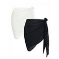 thumbnail image 2 of Spencer 2 Pieces Women's Short Sarong Beach Wrap Sheer Bikini Swimsuit Cover Ups Chiffon Wrap Skirt for Swimwear (Black&White), 2 of 4