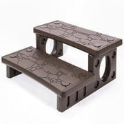 XtremepowerUS Spa Step Hot Tub Step Universal Camper Deck - Anti-Slip - 2 Step Brown