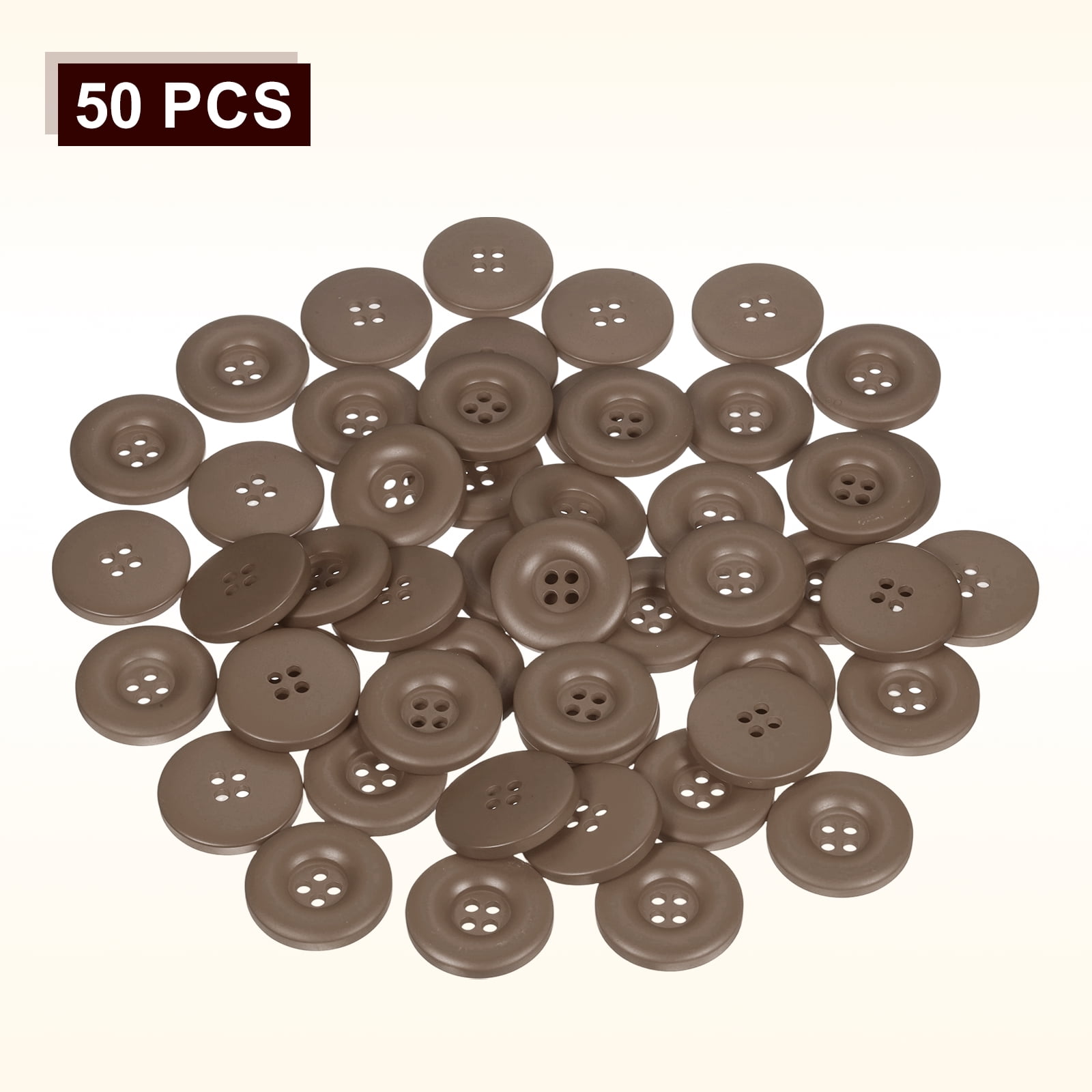 Uxcell 50pcs Sewing Button 30mm 4 Holes Resin Round Crafting Buttons, Dark Brown