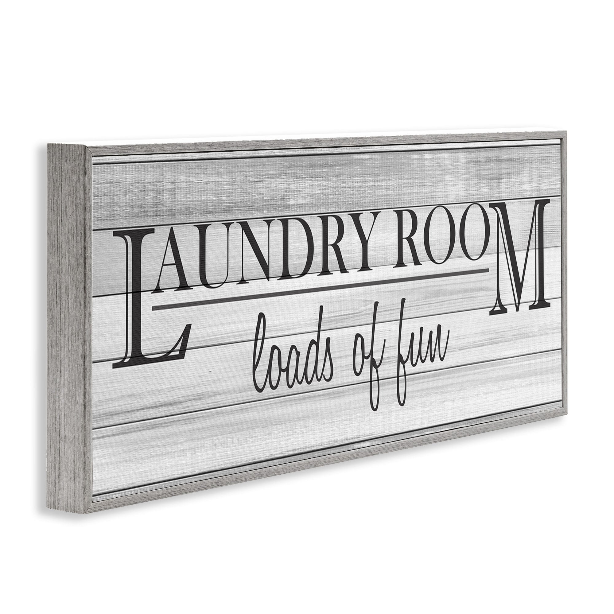Stupell Industries Fun Laundry Room Funny Word Bathroom Black And White Design, 13 x 30,Design by Kimberly Allen