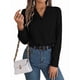 thumbnail image 1 of Blusa Plisada de Larga con Cuello en V para Mujer, Ideal para Oficina Negro L, 1 of 8