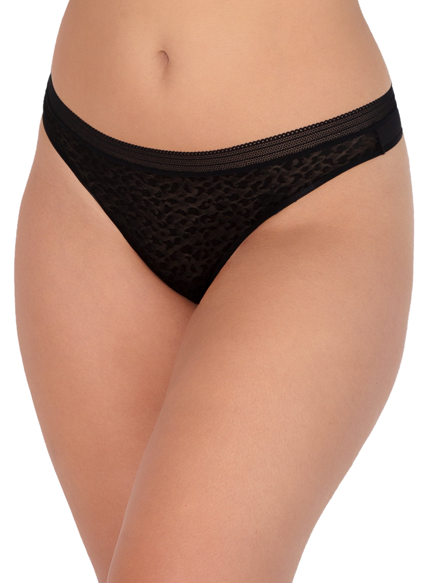 Secret Treasures Women's Leopard Lace Thong Panties, 3-Pack