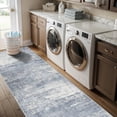 thumbnail image 4 of Hallway 2x10 Washable Runner Rug: Abstract Kitchen Stove Rugs Low-pile Stain Resistant Entryway Area Rug Cozy Bedroom Soft Floor Mat Non-slip Farmhouse Carpet For Bathroom Living Room(2x10 Blue/ivory, 4 of 7