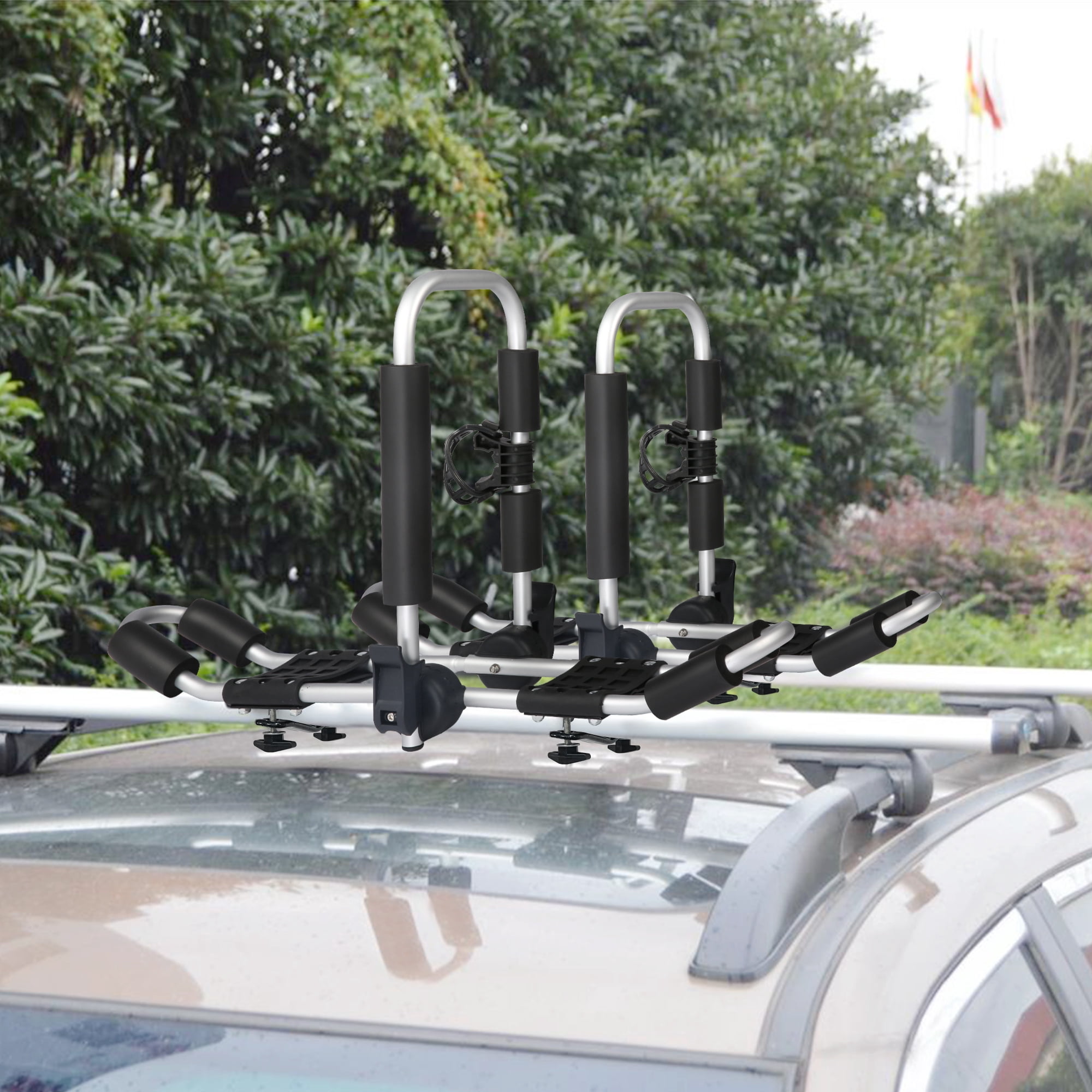 Collapsible Kayak Rack Elevens Kayak Roof Carrier Rack, Bilateral Double J-Style Folding for ...