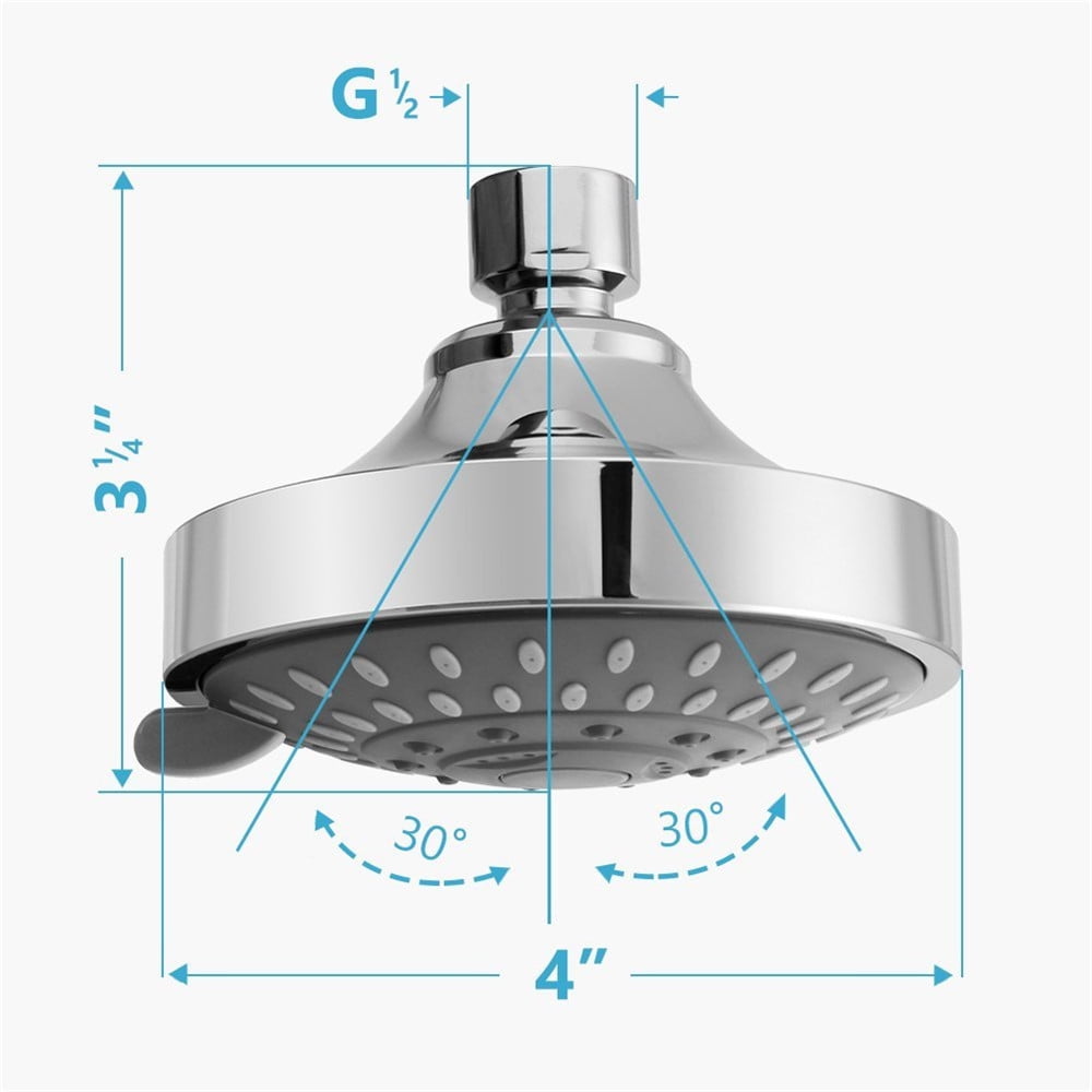 Showers Head High Pressure 4 Inch 5-setting Adjustable Shower Head Top Sprays