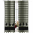thumbnail image 2 of Sage Green Black Plaid Semi Sheer Window Curtains 84 Inches Long, Vintage Star Buffalo Check Rustic Rod Pocket Voile Silky Chiffon Curtain Light Filtering Drapes for Living Room, 52"x84", 2 Panels, 2 of 9