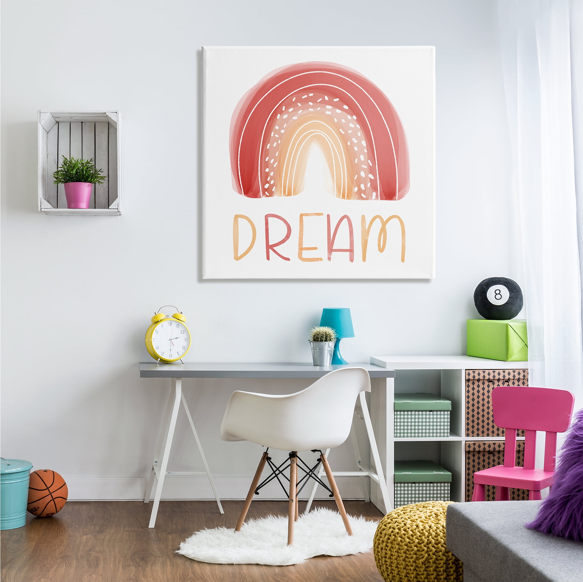 Stupell Industries Orange Red Dream Rainbow Whimsical Lines Abstract Dots, 36 x 36, Designed by Emily Cromwell