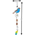 thumbnail image 6 of STC World Bird Wind Chime Charm Colorful Stained Glass Copper Metal Finish Garden Yard Lawn Outdoor 30" L (Blue), 6 of 6