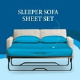 thumbnail image 2 of 400 Thread Count 100% Egyptian Cotton Sleeper Sofa Bed Sheet Set Solid Full Size (54"x 72"x 10" ) with 4 -PCS Fitted Straps Color Turquise Blue, 2 of 6