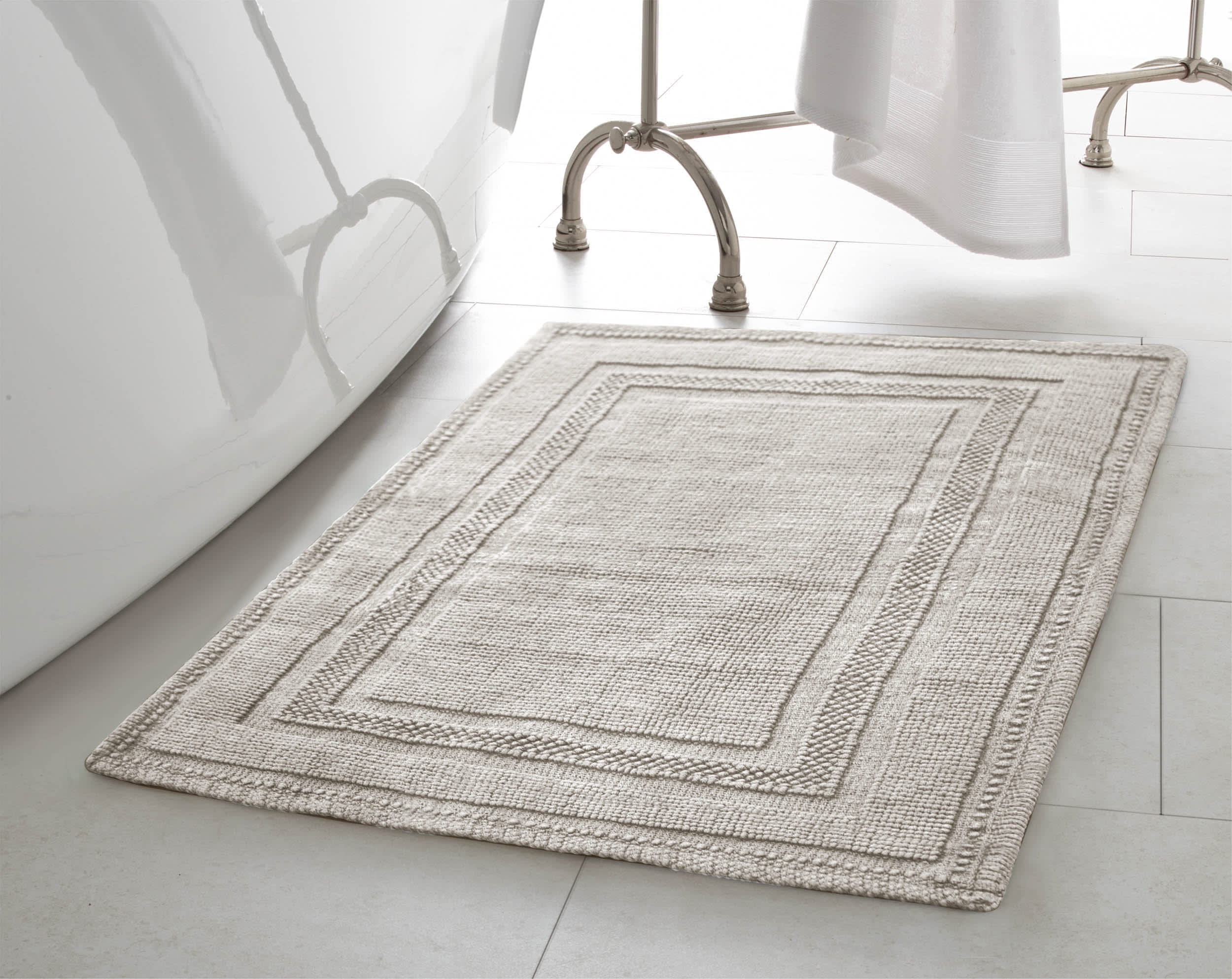 Jean Pierre Cotton Stonewash Racetrack 2-Piece Bath Rug Set, Taupe Gray