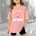 thumbnail image 2 of SUYIDA Girl 6t Shirts Round Neck Short Sleeve T-Shirt Fashion Cool Letter Print Tee Shirt Girls' Tops, Tees & Blouses Pink,130, 2 of 5