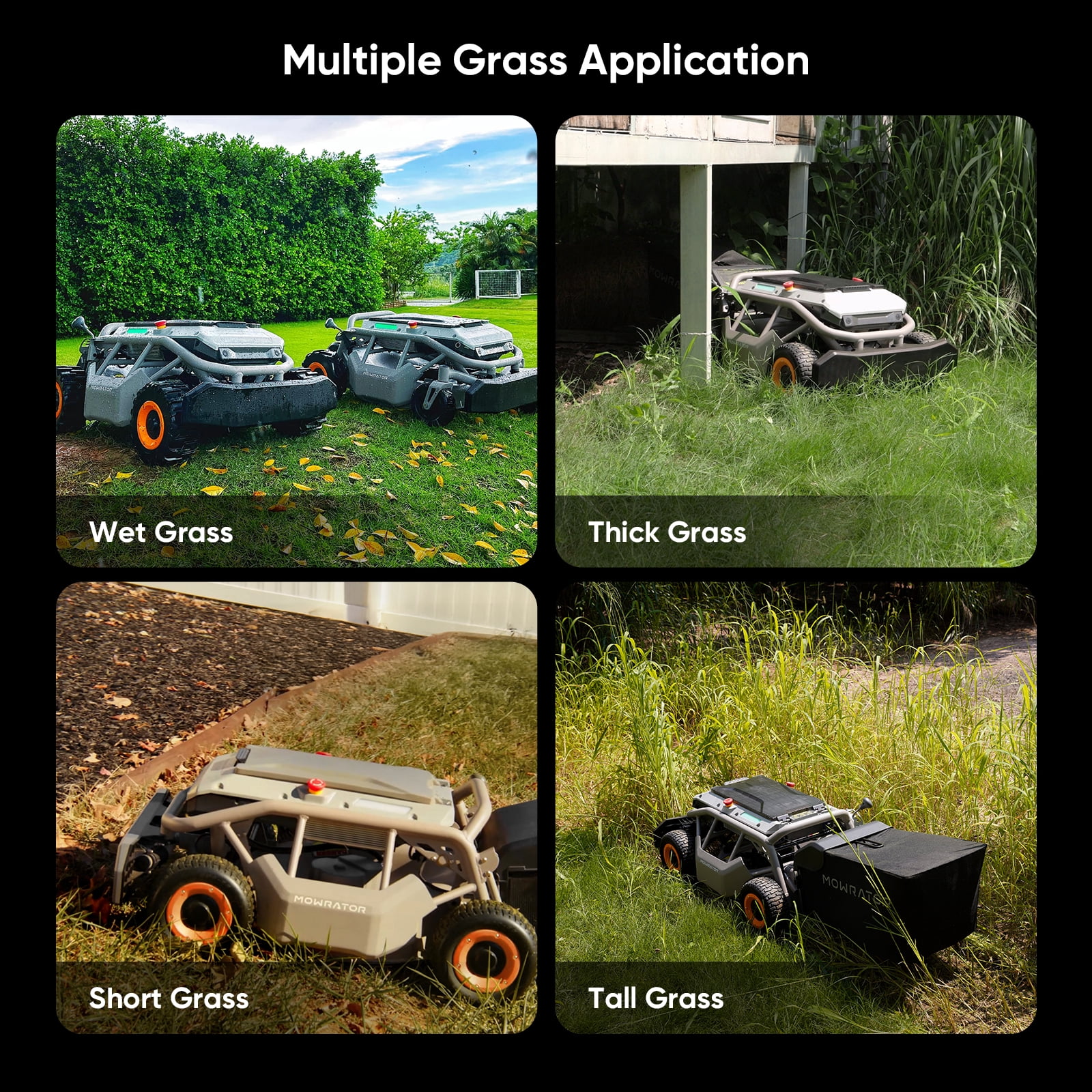Mowrator S1 4WD 12Ah Remote Control Lawn Mower, All-Season Yard Care, 75% (37°) Slope Climbing, with Leaf Shredding Vacuum, 21" Width, 1.5–4.3" Cutting Height, Up to 0.75 Acres