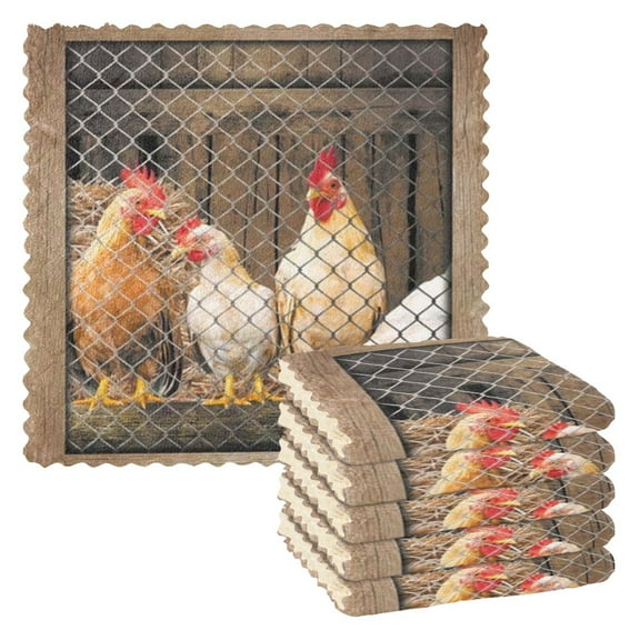 Rooster Kitchen Cloth Dish Towels for Drying Washing Absorbent Dish Rags Reusable soft kitchen dishcloth set 6 Pack
