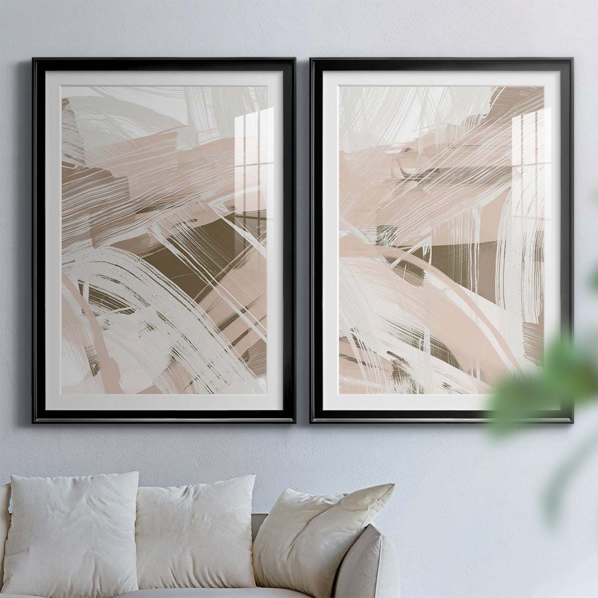 Wexford Home Earthtone Swipe I Premium Framed Print, 30.5" x 42.5" - Ready to Hang, Black (Set of 2)