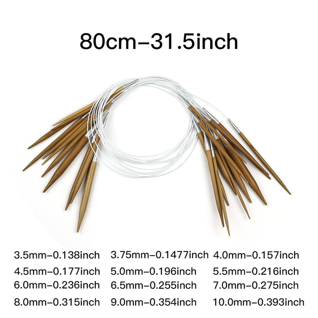 12Pieces 80CM Circular Knitting Needle Aluminum Wood Handmade Craft Supplies