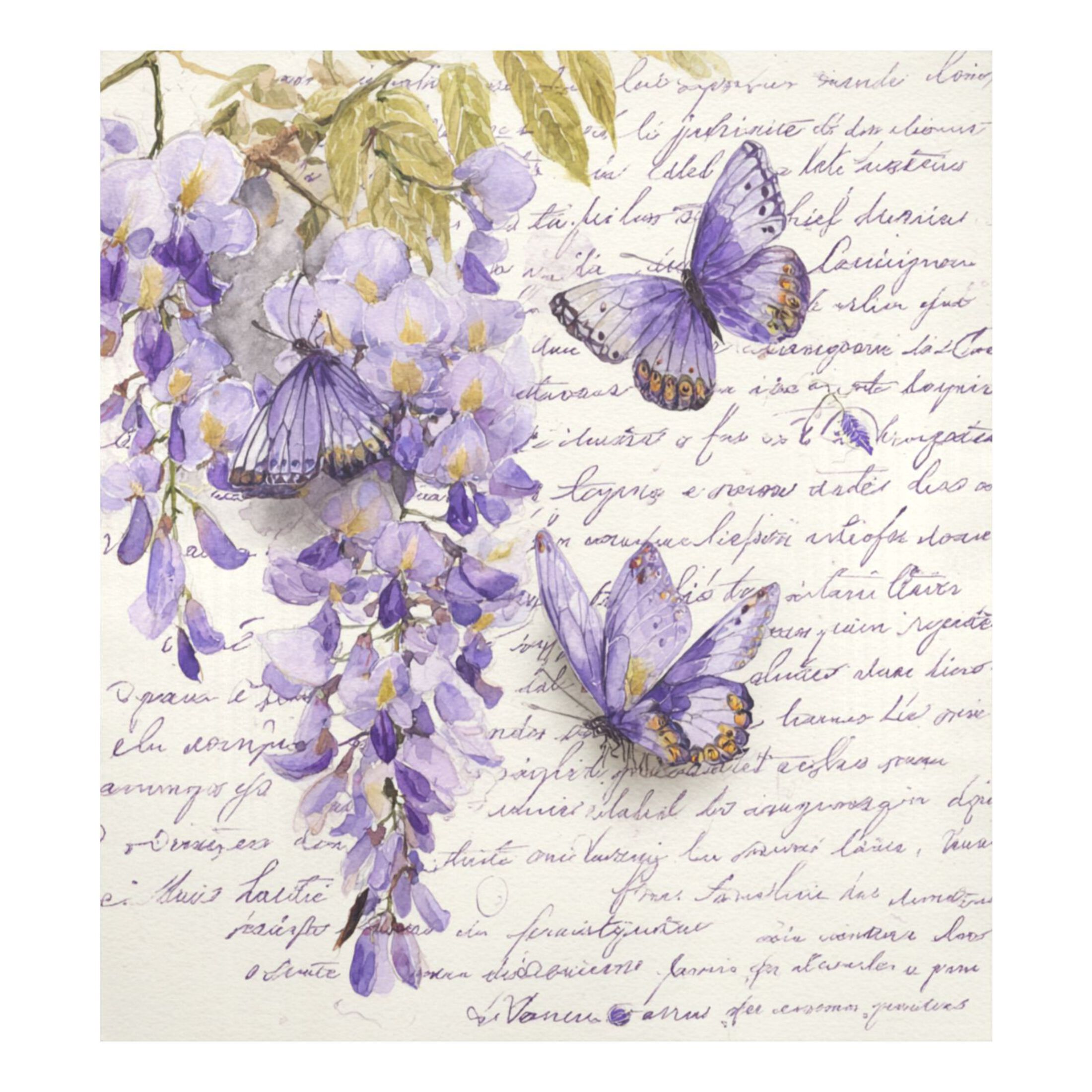 Dishwasher Magnetic Refrigerator Magnet Cover Sticker Home Decorative 23"x26" Butterflies and Wisteria Flowers