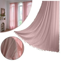 Ctnporpo Curtains Home Champagne Boho Curtains for Bedroom Semi Linen Farmhouse Shabby Chic Tassels Window Embroidery Drape for House Decor Rod Pocket 1 Panel Blackout Curtain Sheer Curtain