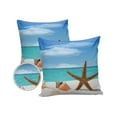thumbnail image 2 of Outdoor Throw Pillow Cover Ocean Beach Theme Starfish Seashell Waterproof Cushion Covers 2 Pack Blue Sky Clear Water Pillow Cases Home Decoration for Patio Garden Couch Sofa, 2 of 7