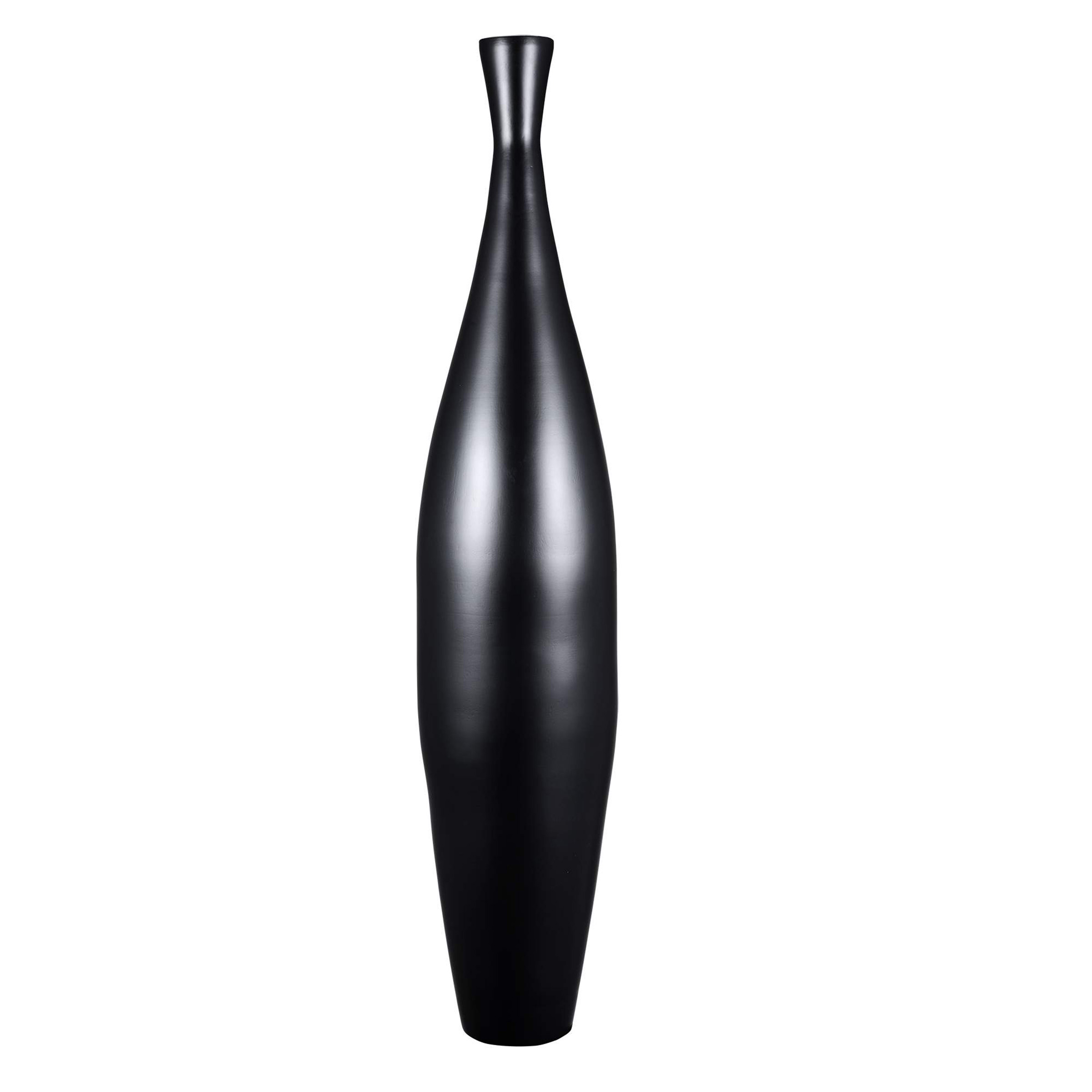 Villacera Handcrafted 35” Tall Black Bamboo Vase Decorative Bottle