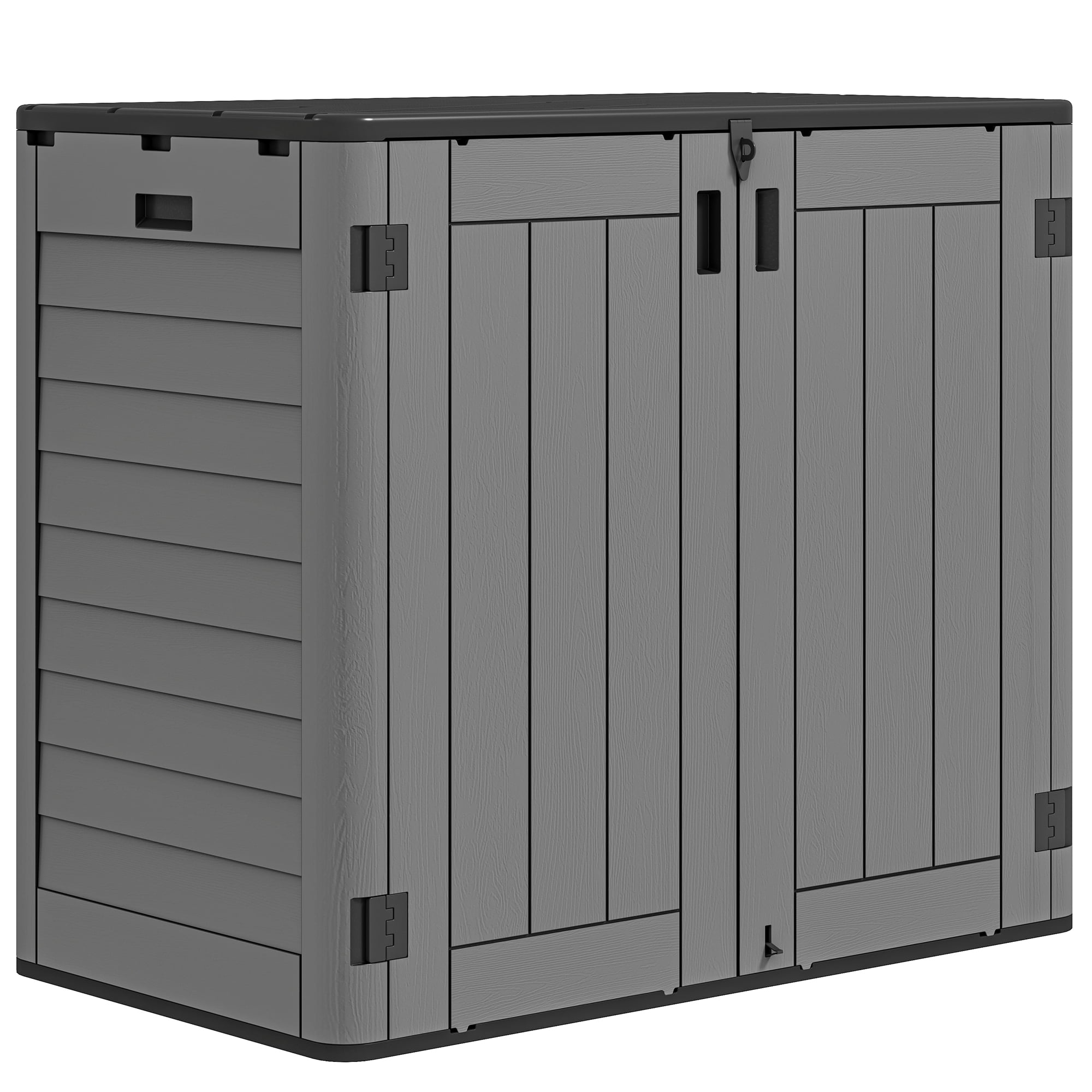 UFORIC Outdoor Storage Shed, 25 Cu.ft without Shelving, Garden Tool Poolside, Horizontal, Dark Gray Black