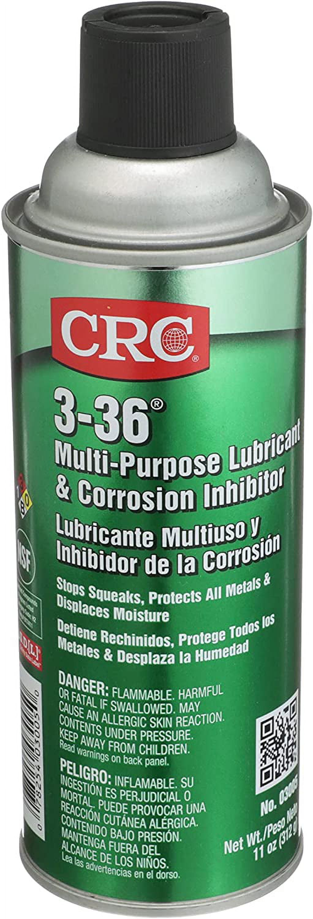 CRC 3-36 Multi-Purpose Lubricant and Corrosion Inhibitor, 11 oz Aerosol Can, Clear/Blue/Green - image 2 of 10