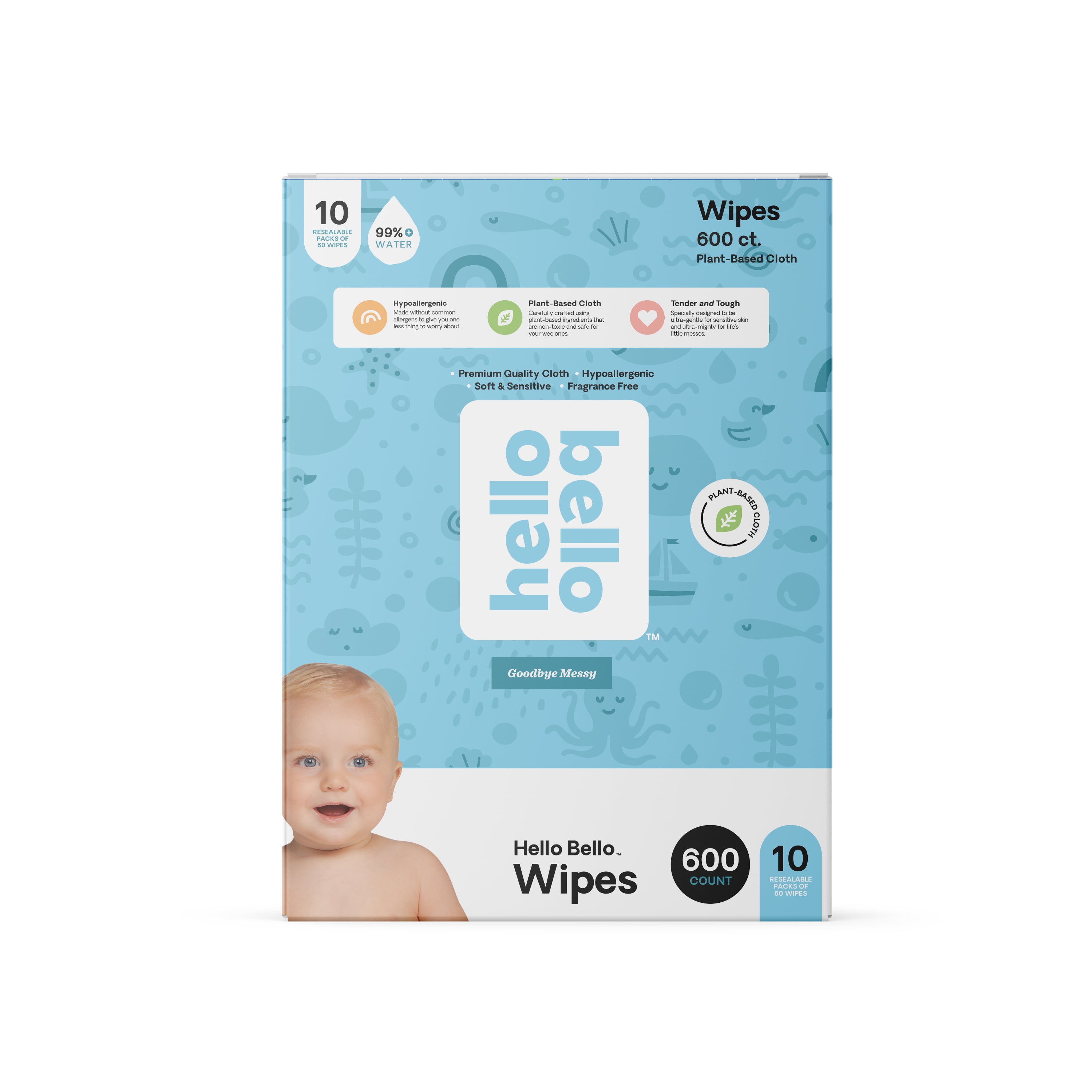 Hello Bello Baby Wipes, Unscented (Choose Your Count)