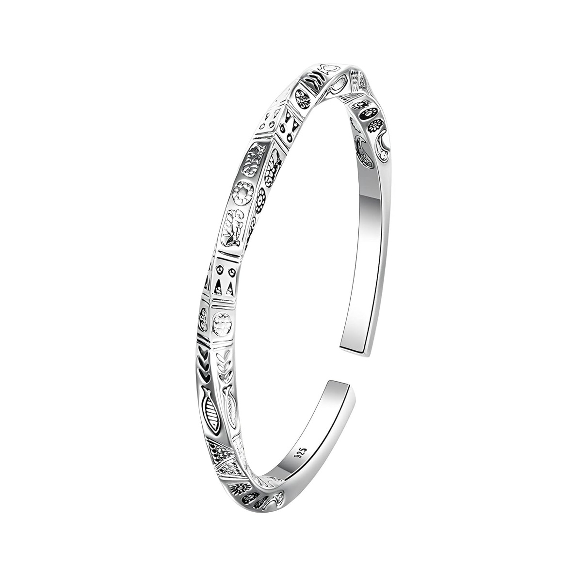 Bracelet Circulaire Plaqué Argent 925 - 20 Cm De Long, 8 Mm D'épaisseur - Mixte Homme/femme