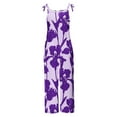 thumbnail image 5 of Plus Size Boho Women's Jumpsuits with Pockets Floral Printed Casual Sleeveless Crew Neck Flowy Wide Leg Jumpsuit for Spring Summer Purple S-5XL, 5 of 5