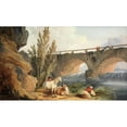 thumbnail image 2 of Hubert Robert 14x10 Black Ornate Wood Framed Double Matted Museum Art Print Titled: Bridge Over a Cascade, 2 of 5