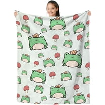 SKT T1 Frog Blanket Cute Frog Mushroom Green Throw Blankets for Kids Girls Boys Adults, Funny Frog Gifts for Frog Lovers, Soft Fluffy Cozy Flannel Blankets for Nap Bed Couch Office 50"x40"