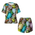 thumbnail image 4 of Naloa Easter Egg1 Women's Short-Sleeved Pajama Set, Loungewear, Summer pajamas, Breathable Cozy - Large, 4 of 9