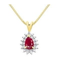 thumbnail image 4 of RYLOS Jewelry For Women Yellow Gold Plated Silver Birthstone Jewelry Ring, Earring & Pendant Necklace Gemstone & Diamonds Pear Tear Drop Shape 6X4MM  Ruby  July Birthstone Womens Jewelry Matching, 4 of 9