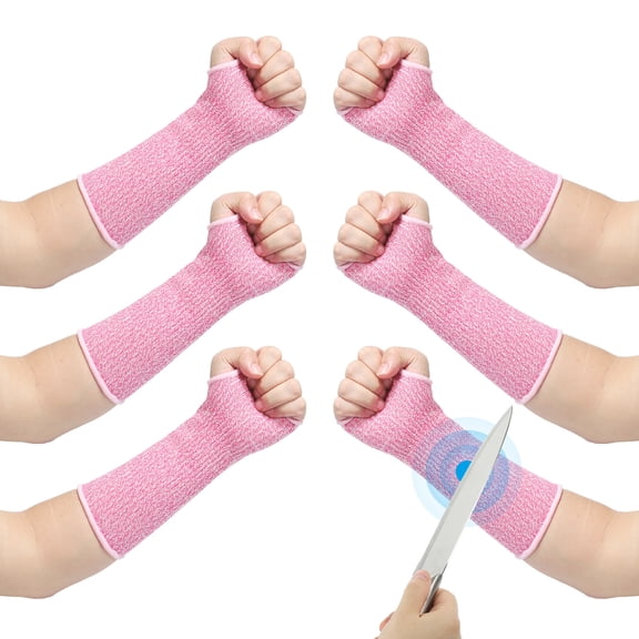 S Size Arm Protectors Sleeve Cut Resistant Sleeve with Thumb Hole Pink 3 Pairs