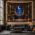 thumbnail image 6 of Vintage Bookshelves Nighttime with Magical Library Study Curved, Mystical Fantasy for Space Lovers, Galaxy Room Decor, Mother'S Day Gift, Tapestry Wall Hanging for Bedroom and Dorm, 6 of 7