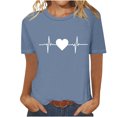 thumbnail image 2 of Otvok Fashion Women Round-Neck Short Sleeve T-Shirt Heart Print Casual Spring Summer Blouses, 2 of 6