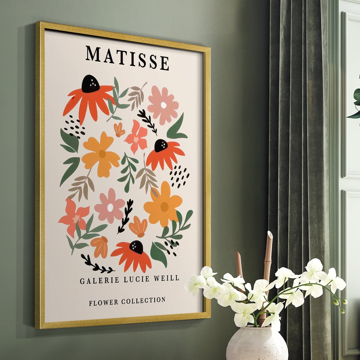 Matisse CXCI Framed Print in Gold Solid Wood 22 x 28 Framed Print