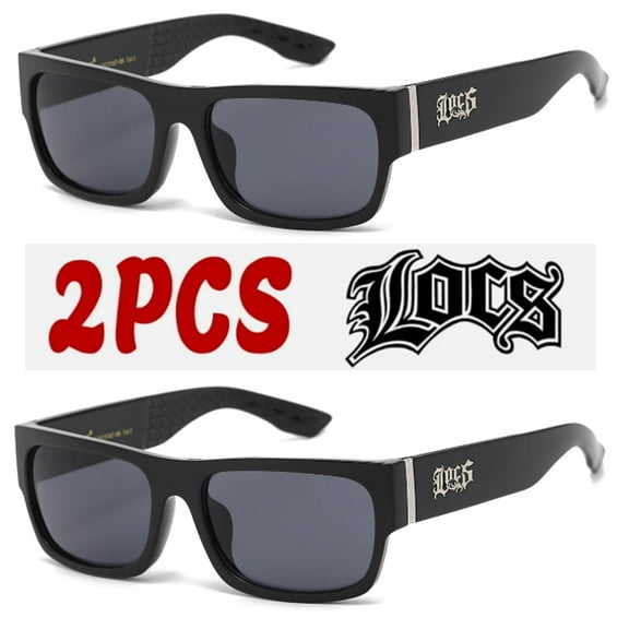 Locs 2 Pack Deal Hardcore Fashion HipHop Black Lowrider Designer Shades Sunglasses 91187 BK