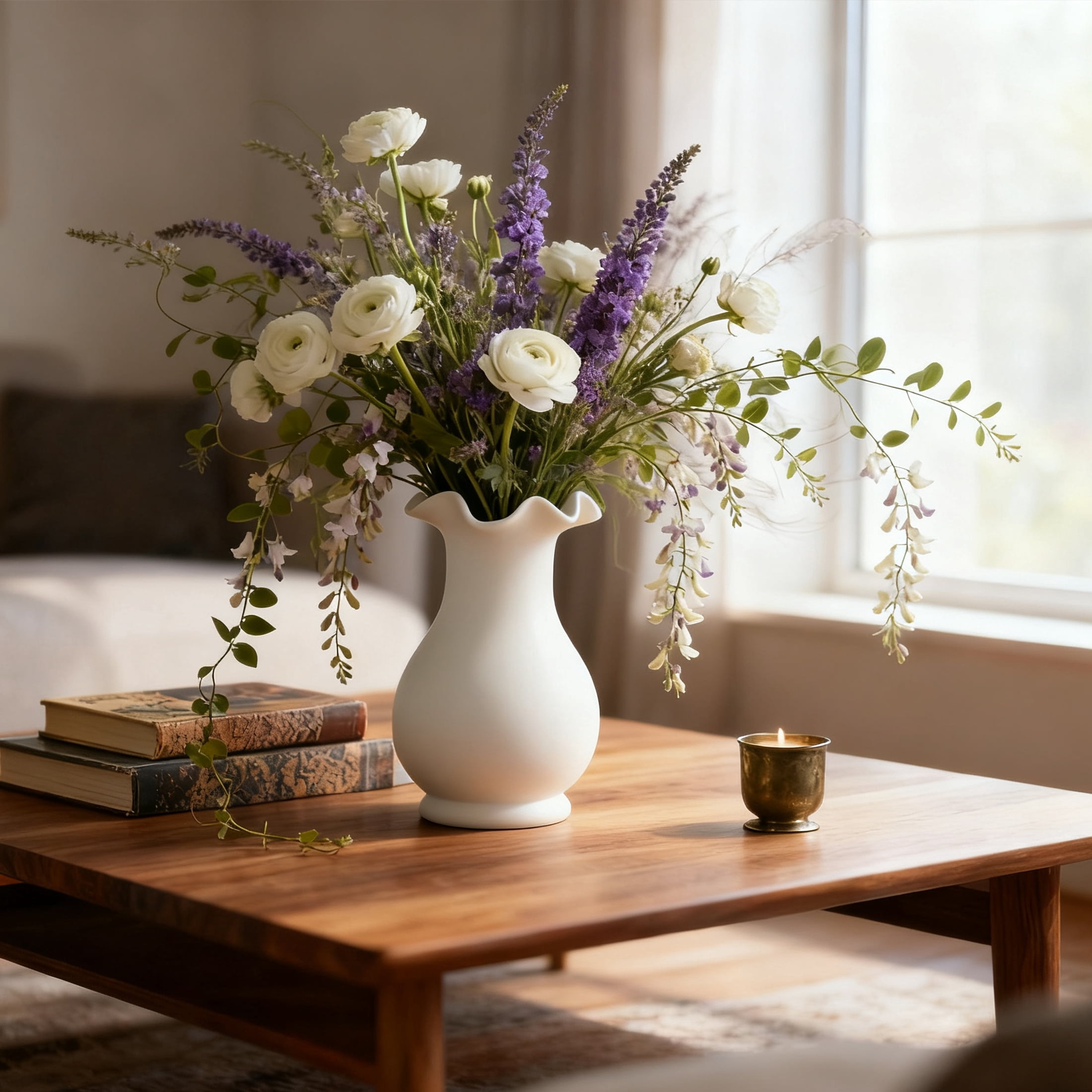 GARITIN White Ceramic Vase for House Table Decor Small Vase for Flowers Home Tabletop Decoration Decorative Vases for Bouquet