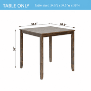 PAPROOS Counter Height Dining Table, Solid Wood Square Kitchen Table for Small Space, Modern Farmhouse Acacia Wooden Dining Table for Apartment, Walnut(Table Only)