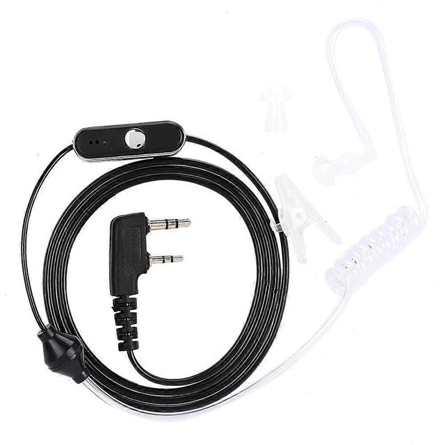 2-pin earphone headset ear hook K headphones for 2-way radio walkie talkie (black)