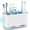 Blue, variant on Toothbrush and Toothpaste Holder Drainage for Bathroom Countertop with Adjustable Dividers, Large Toothpaste Caddy Organizer Storage Rustic Decor Set Anti-Slip for Shower,Family,Gray