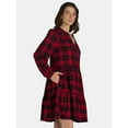 thumbnail image 4 of Time And Tru Women's and Women's Plus Tiered Plaid Shirt Dress, Sizes XS-4X, 4 of 4