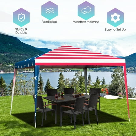 x10 gazebo costway canopy sidewall fodling tent mesh pop