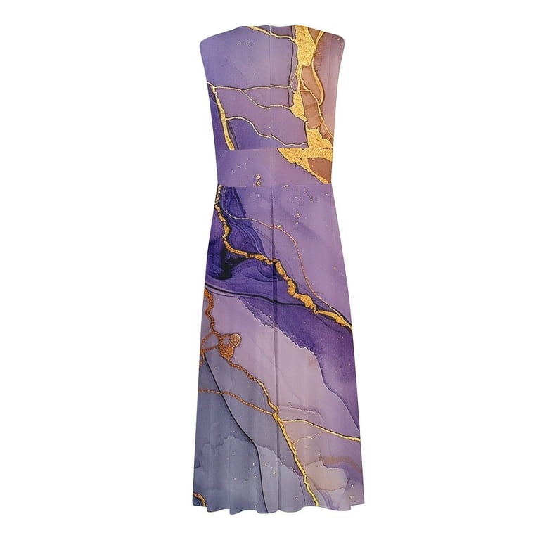AOOCHASLIY Ladies' Holiday Dress Women's Summer Wrap Tie-dye Patchwork  Gowns Long Dresses Dresses Sleeveless V-Neck Dresses - Walmart.com