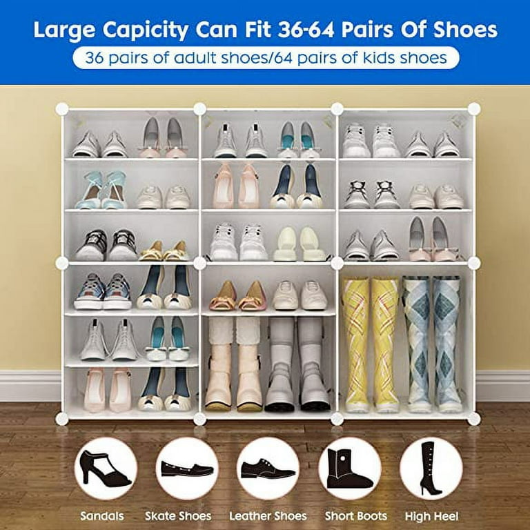 36 in. H 36-Pair White Plastic Shoe Rack shoes-360 - The Home Depot