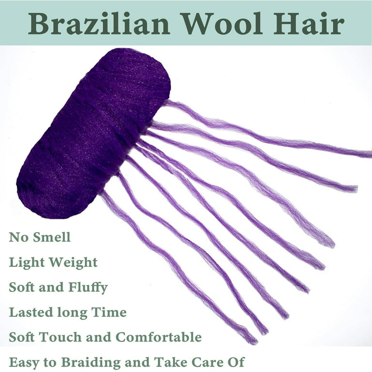 2/3/4 Roll Natural Black Brazilian Wool Hair Yarn for Jumbo Braids