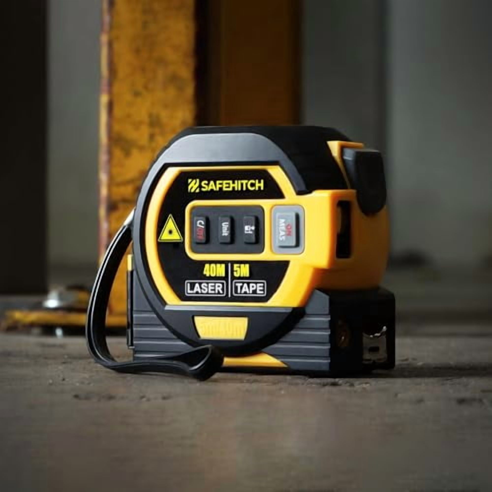 Laser Tape Measure 3-in-1 with Large LCD Display | Digital Laser Measurement Tool in/ft/m Scales up to 131ft/40M with calculations | Tape Measure 16ft/5M and Cross Line Laser Yellow$$Tools