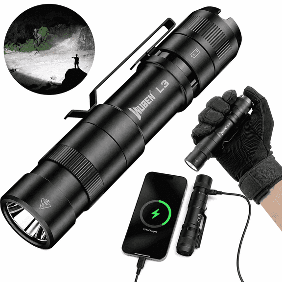 WUBEN L3 3000 Lumens Rechargeable Flashlight, USB-C Power Bank, 6 Modes, Waterproof Portable Flashlight for Camping, Emergency, Home and Outdoor Use